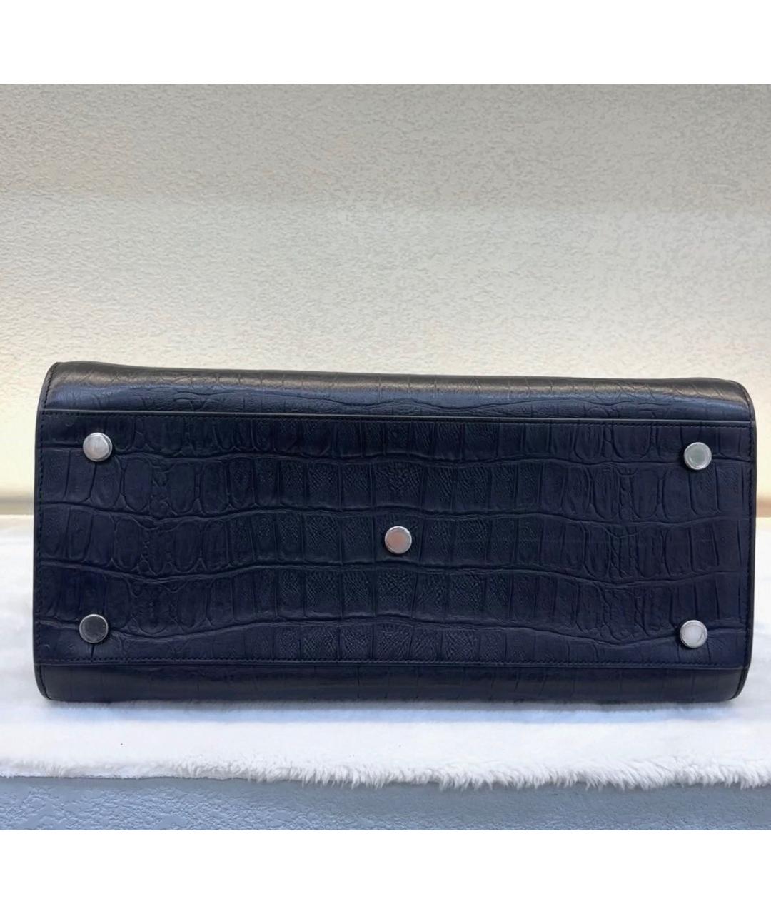 SAINT LAURENT Черная кожаная сумка тоут, фото 3