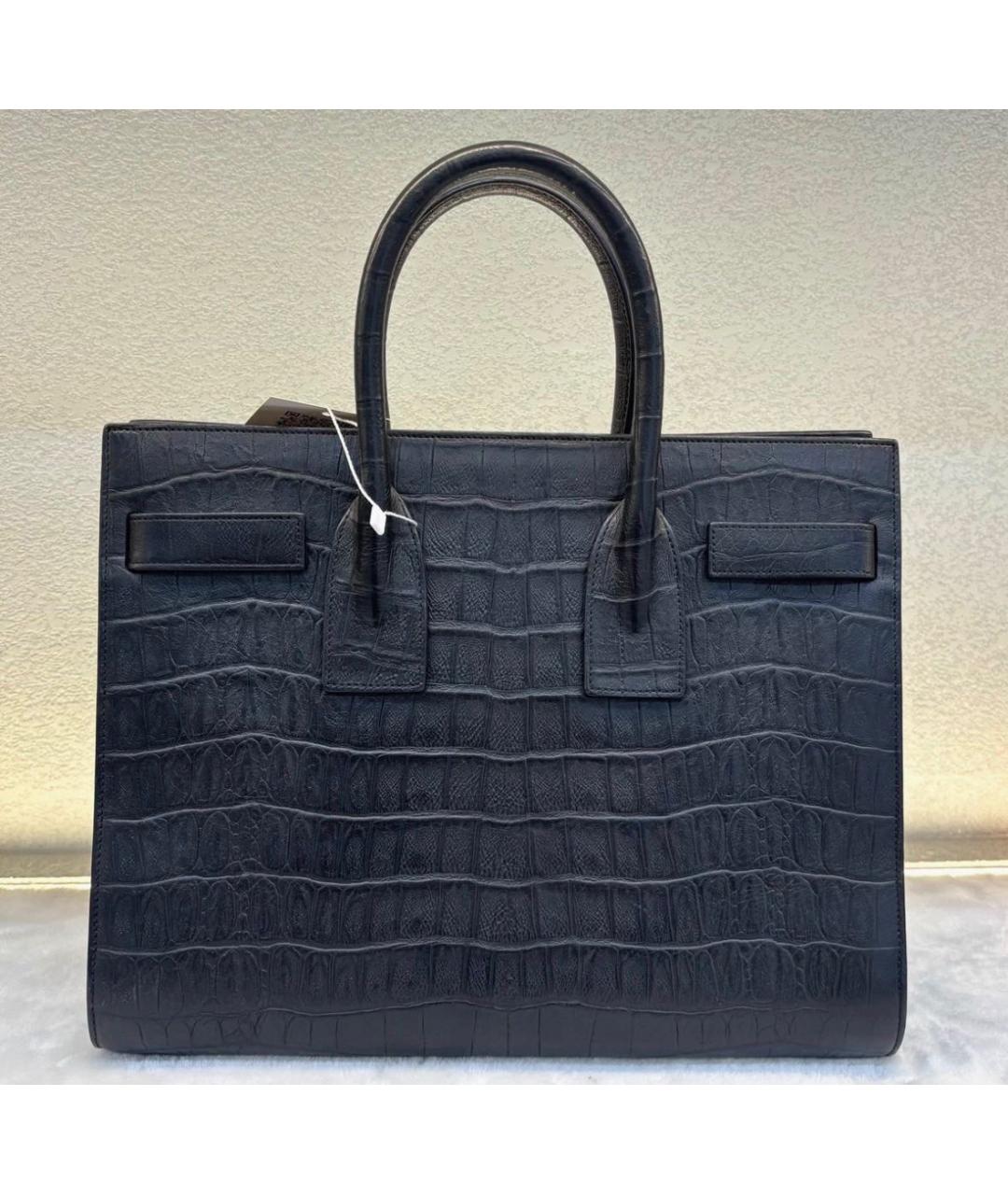 SAINT LAURENT Черная кожаная сумка тоут, фото 2