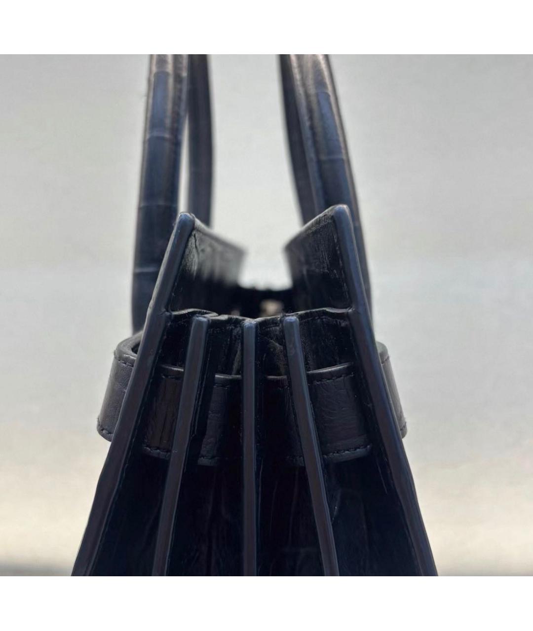 SAINT LAURENT Черная кожаная сумка тоут, фото 5