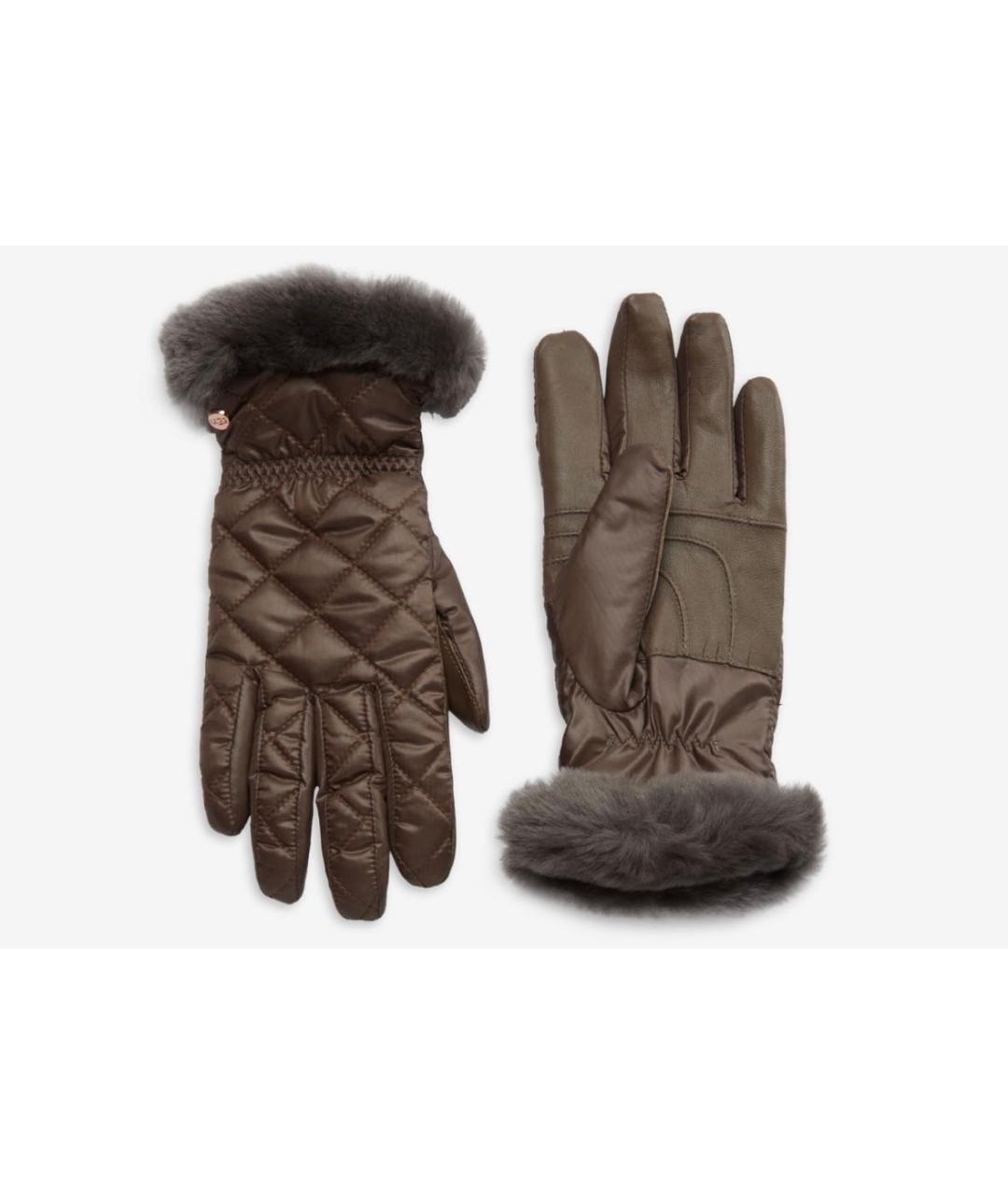 UGG AUSTRALIA Коричневые кожаные митенки, фото 8