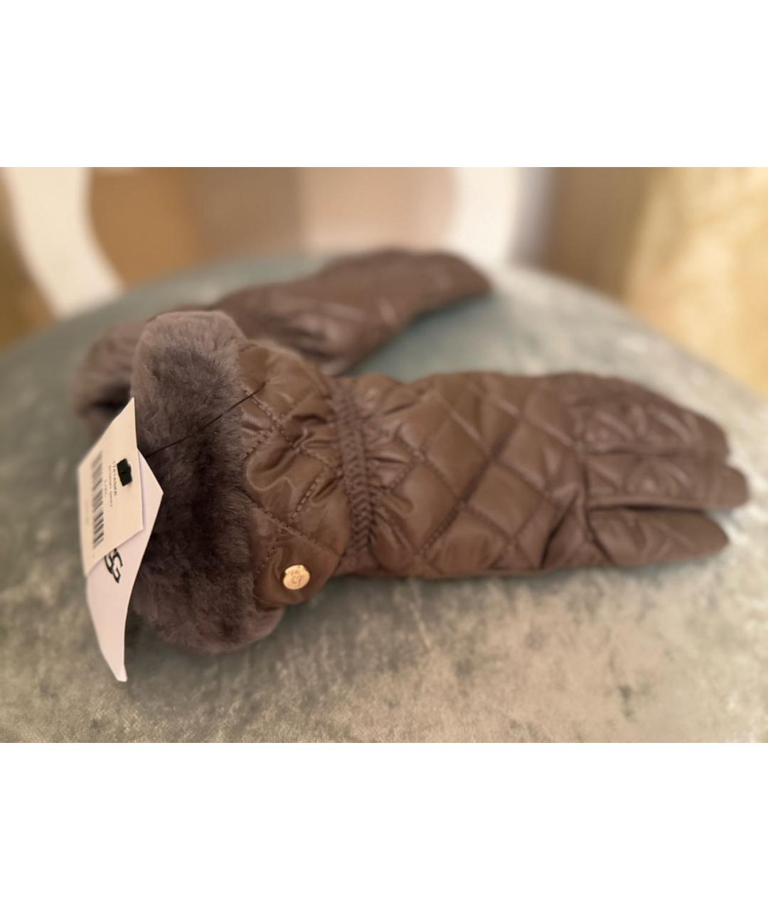 UGG AUSTRALIA Коричневые кожаные митенки, фото 4