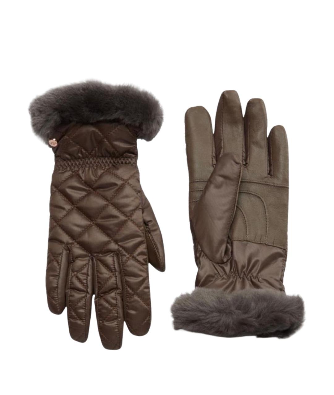 UGG AUSTRALIA Коричневые кожаные митенки, фото 1