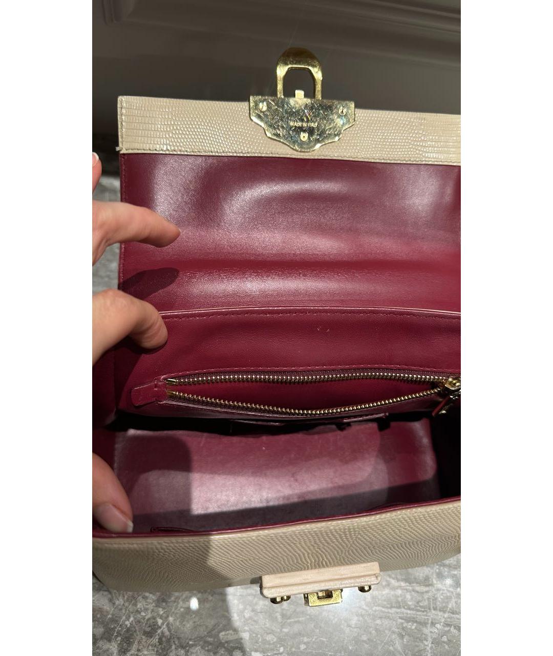 DOLCE&GABBANA Бежевая кожаная сумка с короткими ручками, фото 4