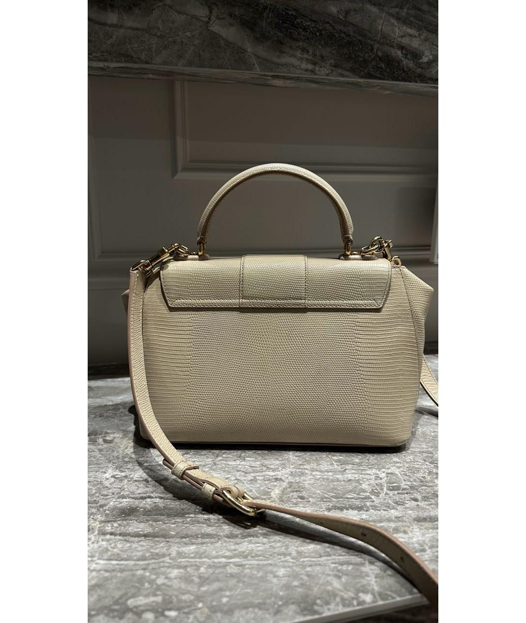 DOLCE&GABBANA Бежевая кожаная сумка с короткими ручками, фото 3