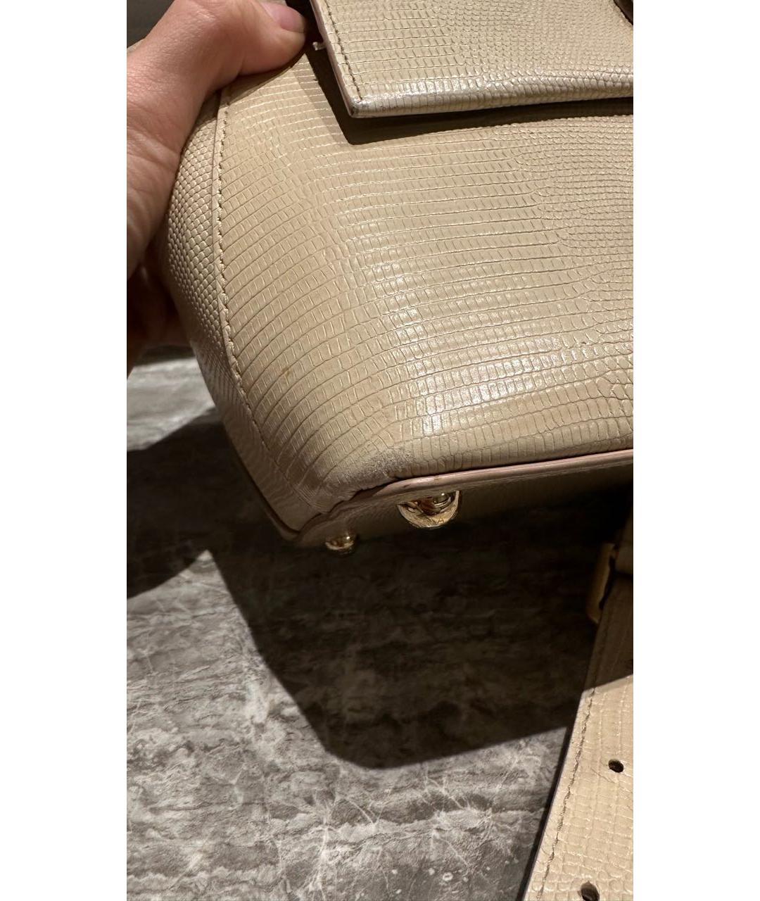 DOLCE&GABBANA Бежевая кожаная сумка с короткими ручками, фото 6