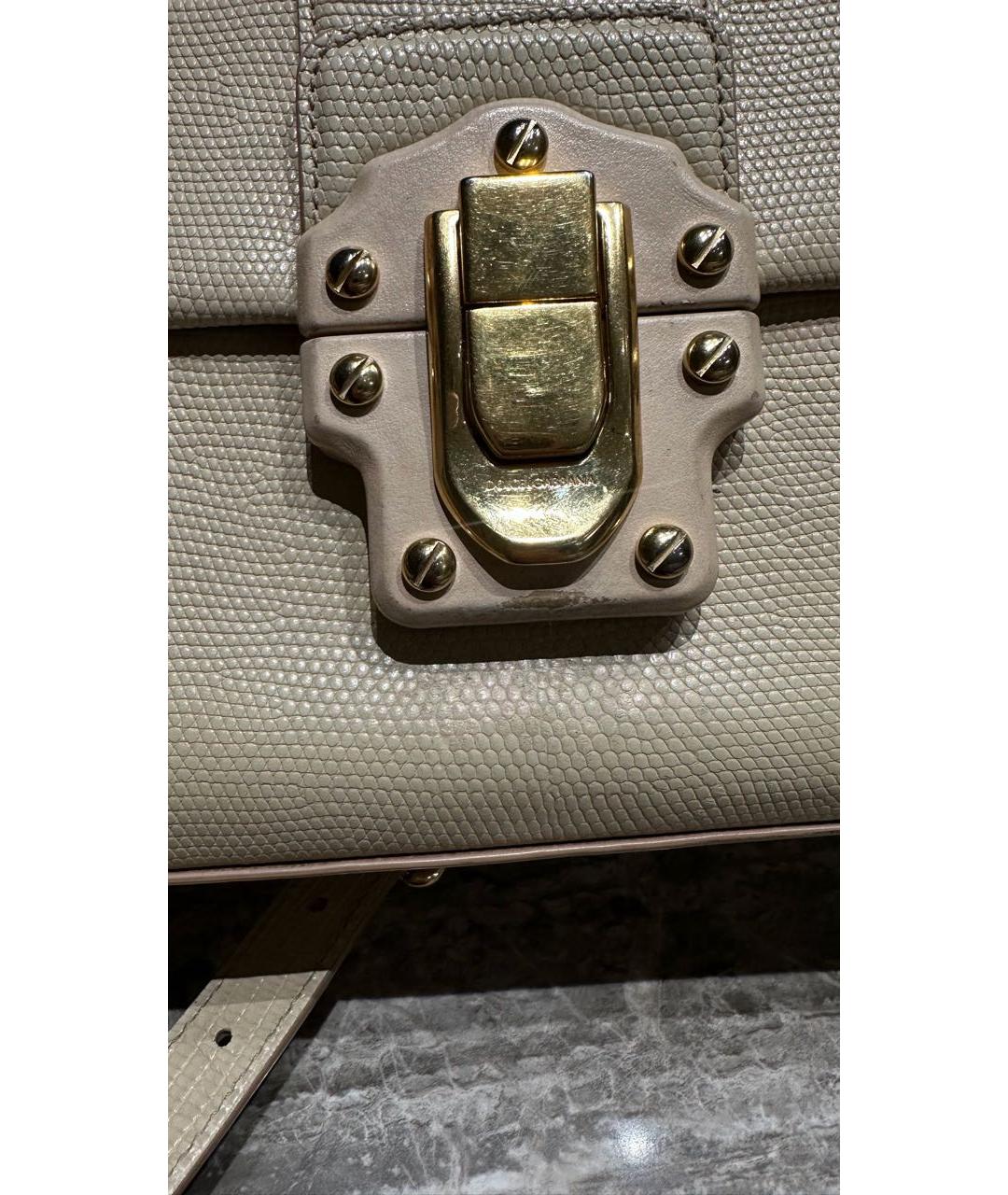 DOLCE&GABBANA Бежевая кожаная сумка с короткими ручками, фото 5