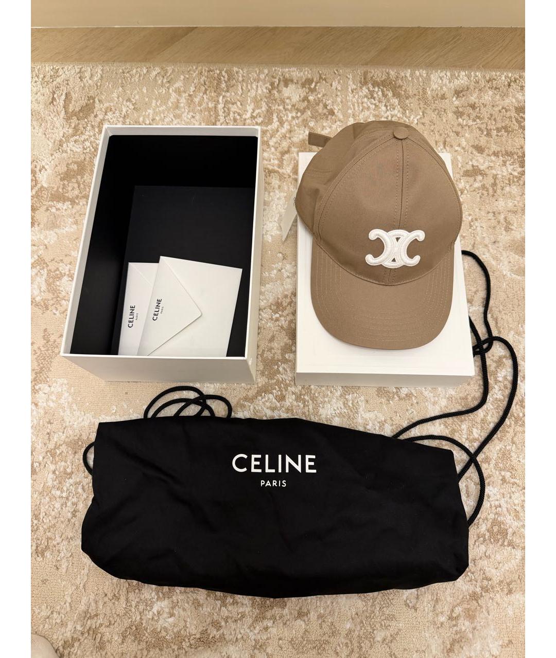 CELINE Бежевая хлопковая кепка, фото 2