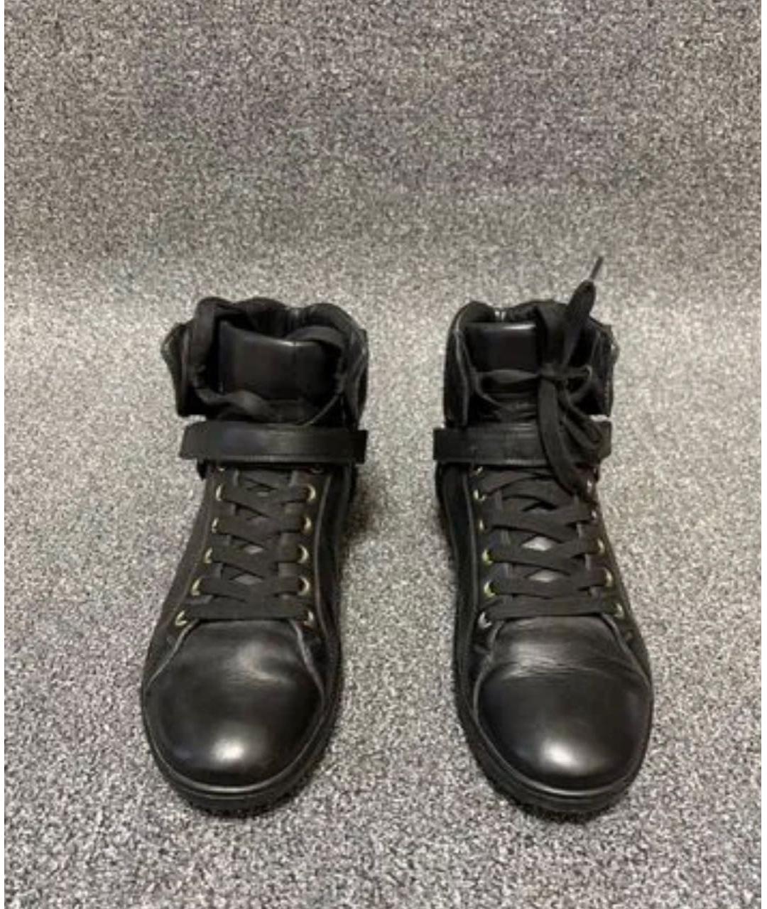 VERSACE Черные кожаные высокие кроссовки / кеды, фото 2