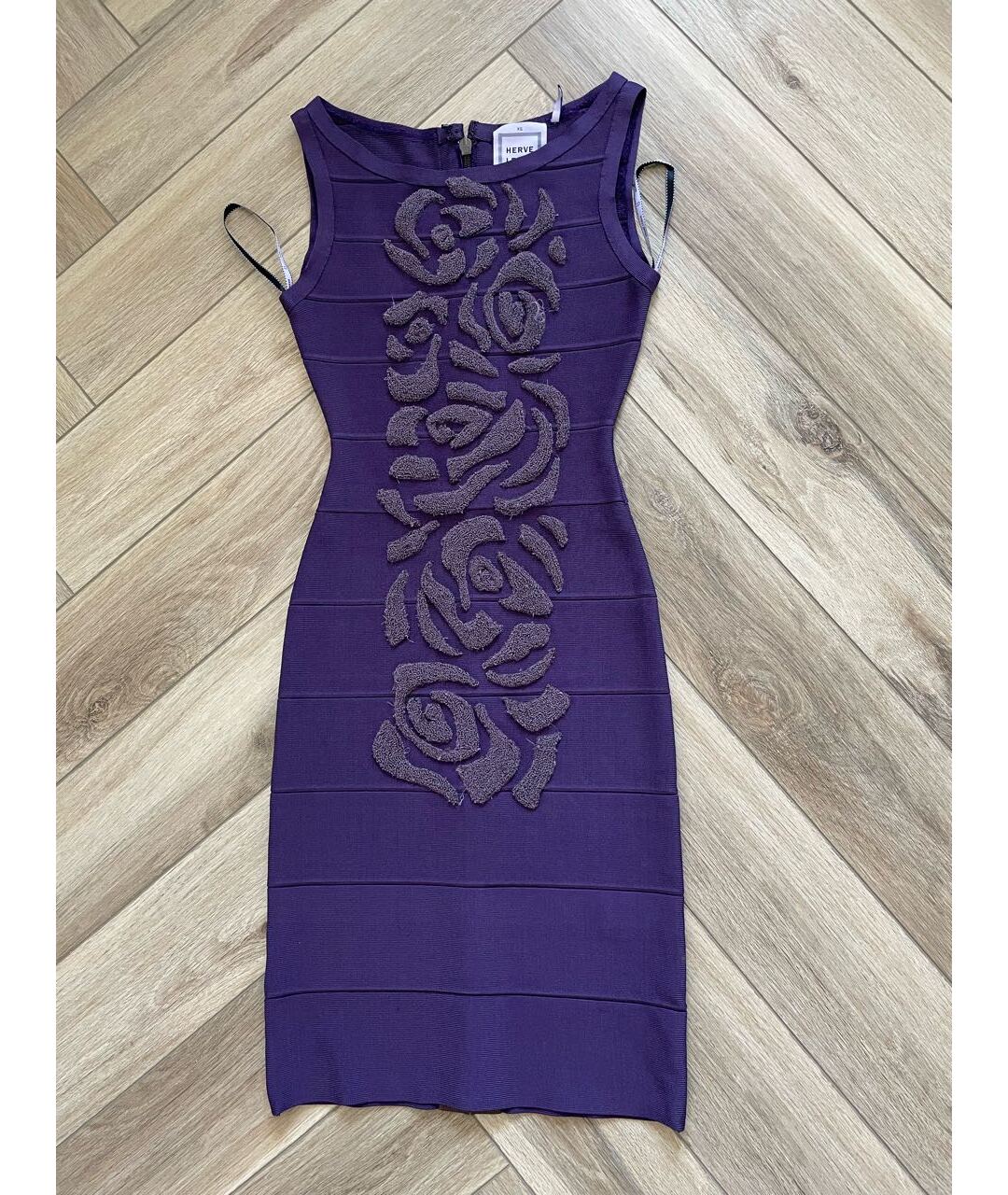 HERVE LEGER Фиолетовое вискозное повседневное платье, фото 7