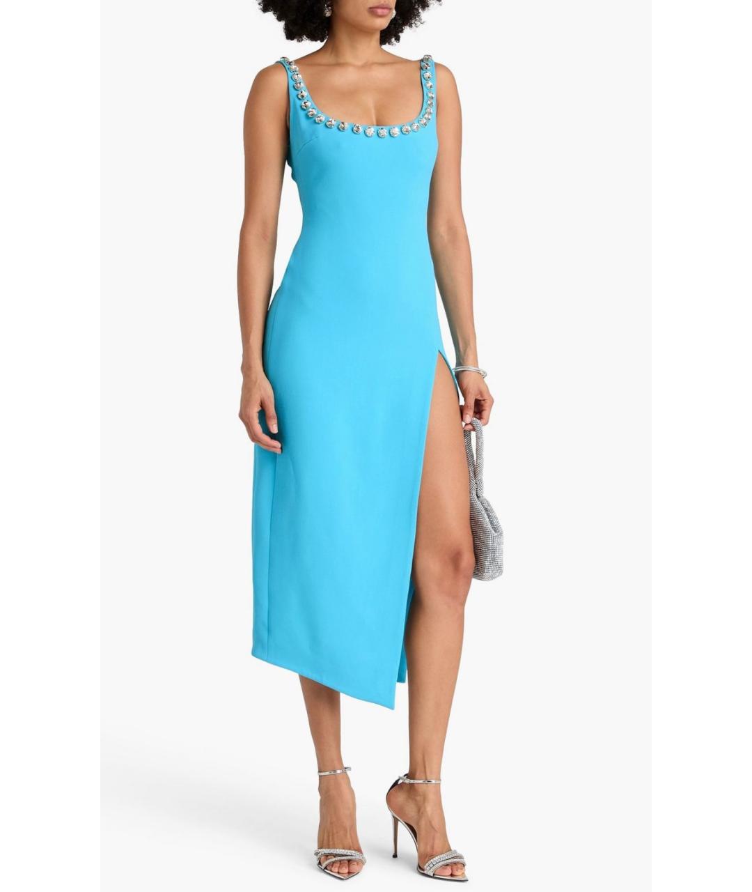 DAVID KOMA Бирюзовое вискозное коктейльное платье, фото 2