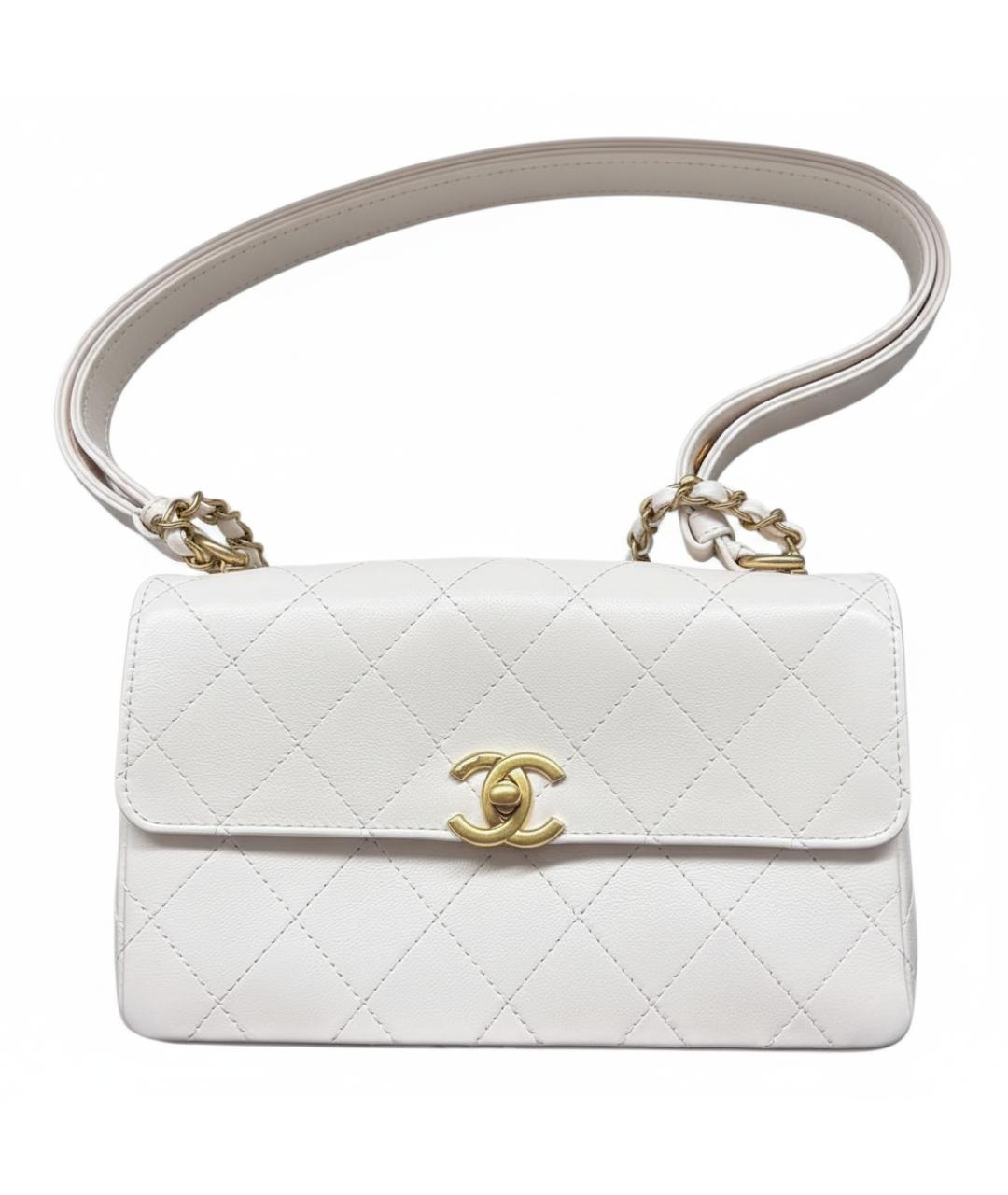 CHANEL Белая кожаная сумка через плечо, фото 1