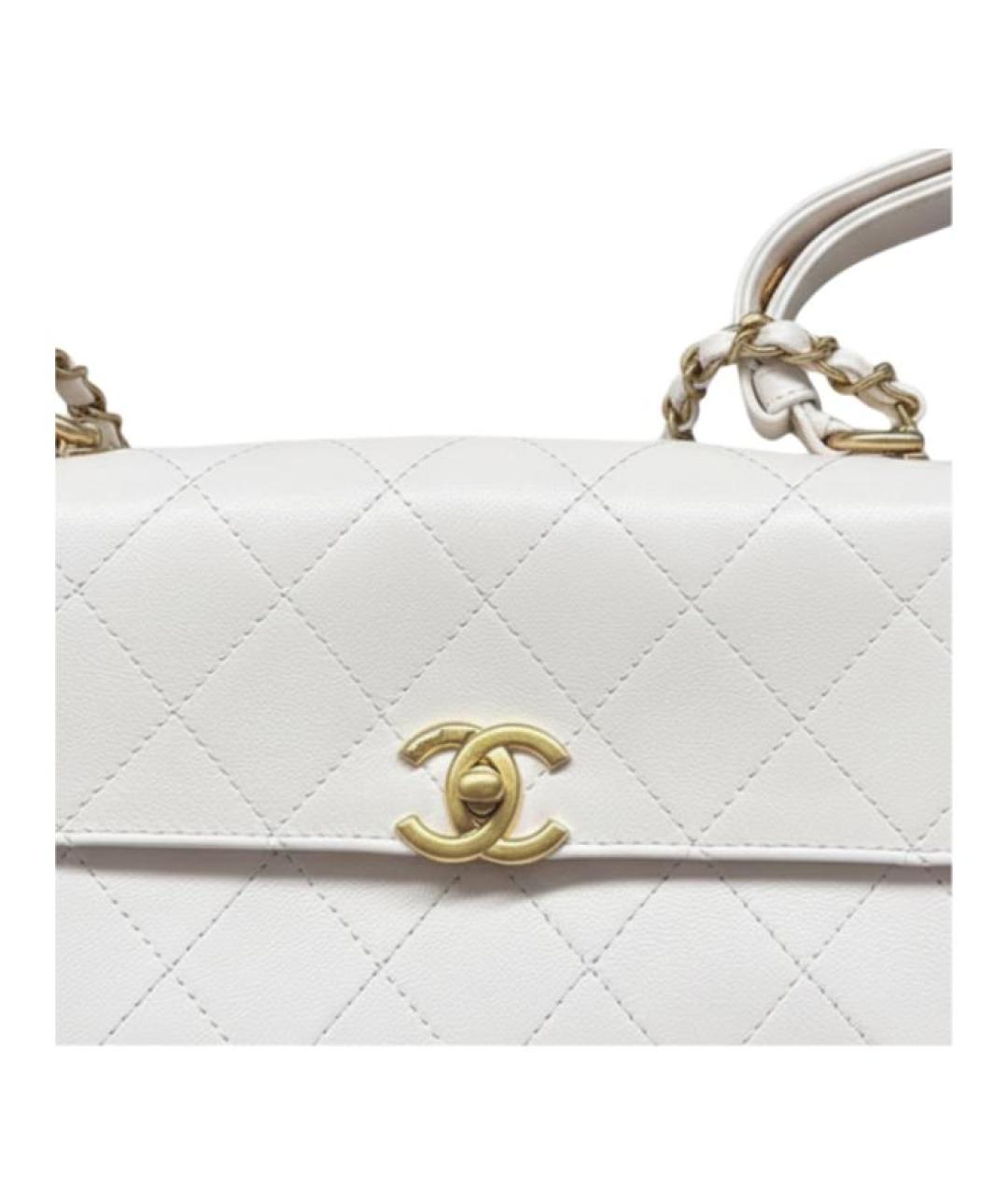 CHANEL Белая кожаная сумка через плечо, фото 2