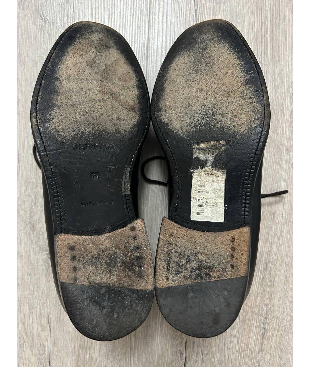 JIL SANDER Черные кожаные низкие ботинки, фото 4