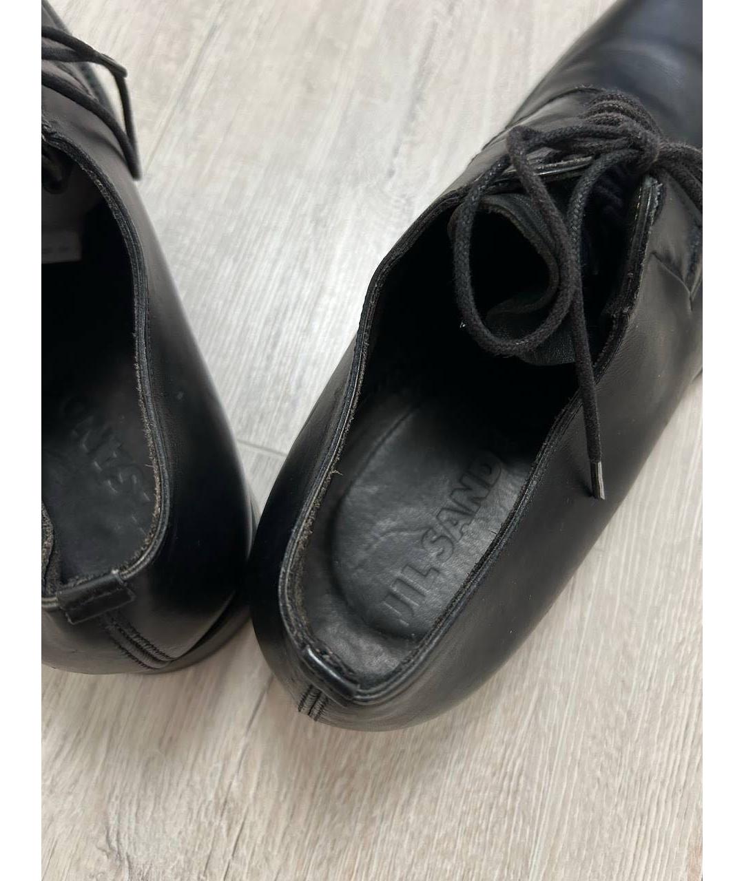 JIL SANDER Черные кожаные низкие ботинки, фото 8