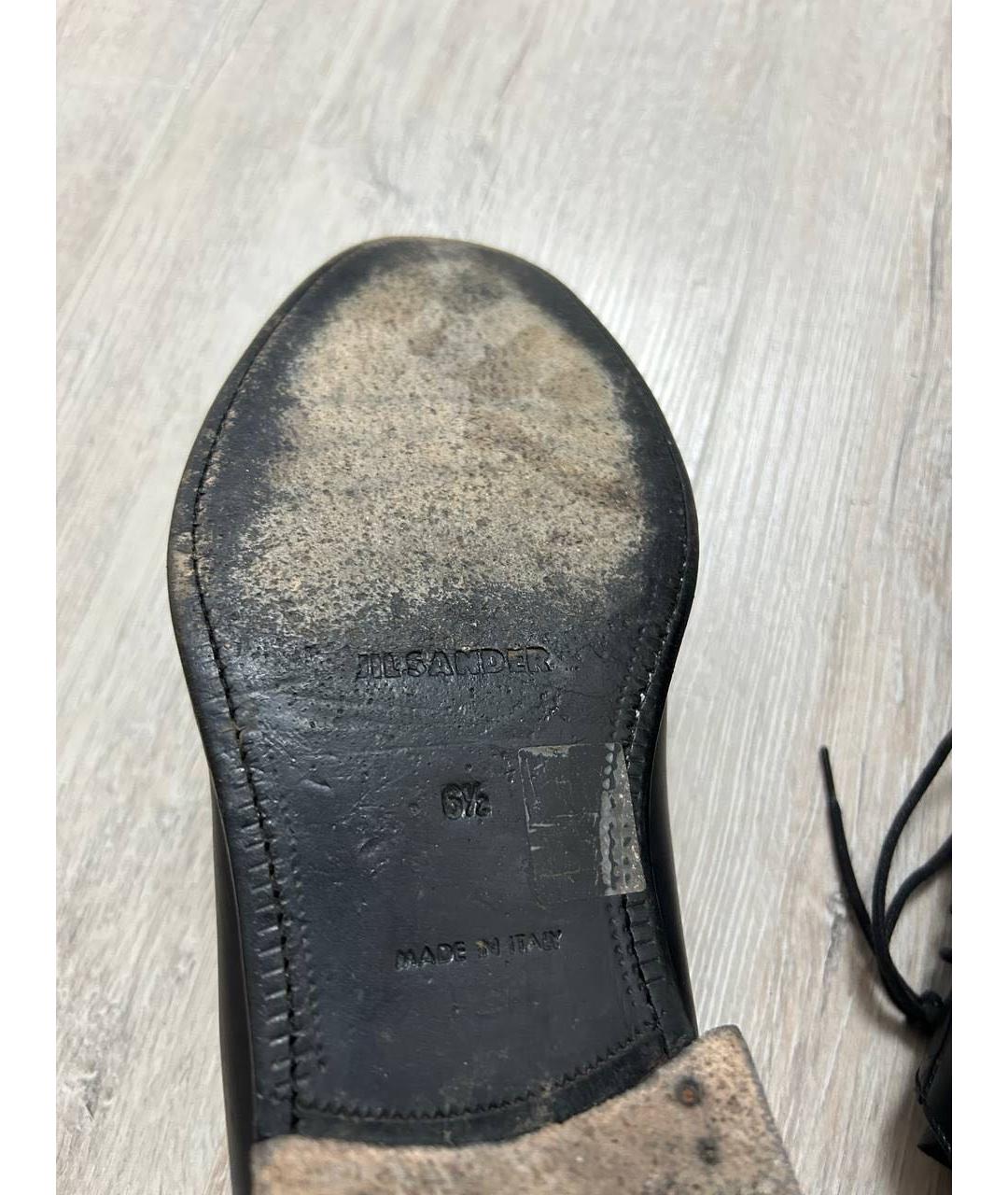 JIL SANDER Черные кожаные низкие ботинки, фото 5