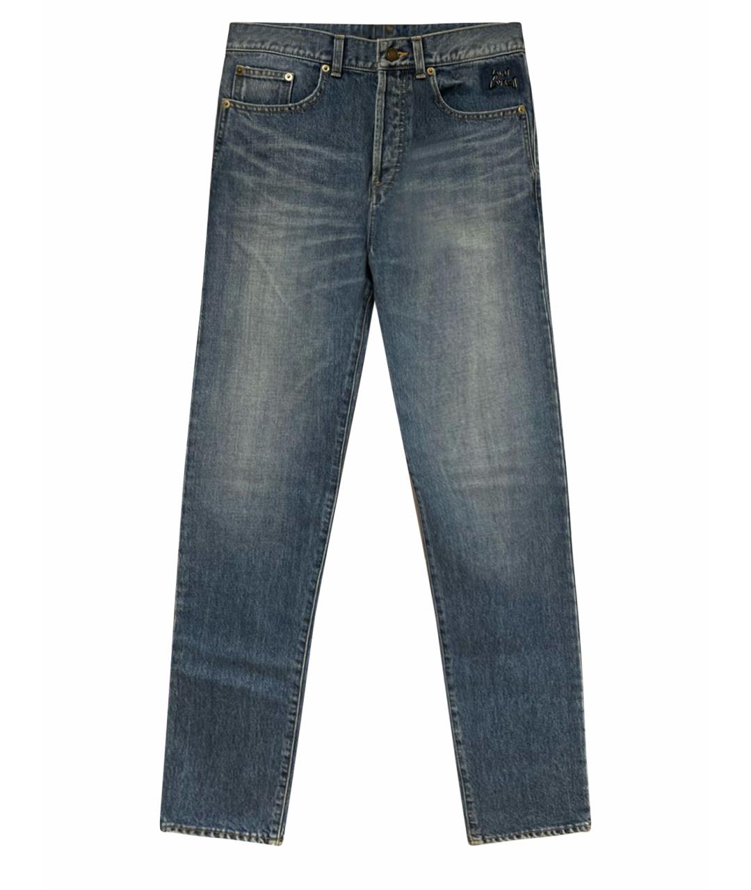 SAINT LAURENT Синие хлопковые джинсы скинни, фото 1