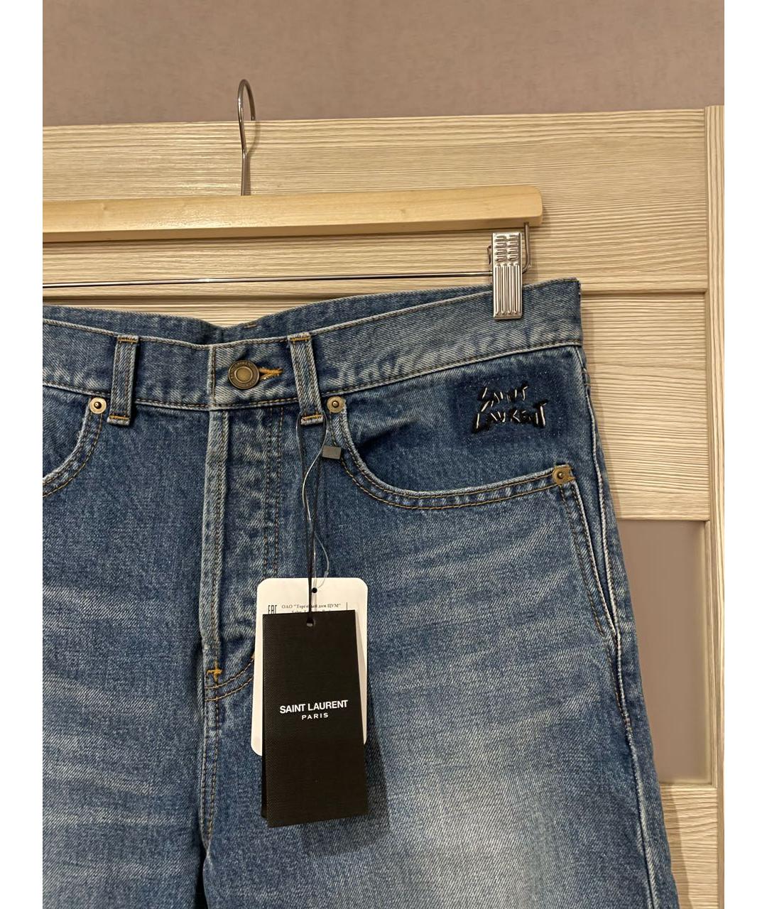 SAINT LAURENT Синие хлопковые джинсы скинни, фото 3