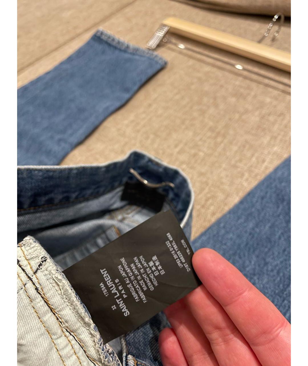 SAINT LAURENT Синие хлопковые джинсы скинни, фото 7