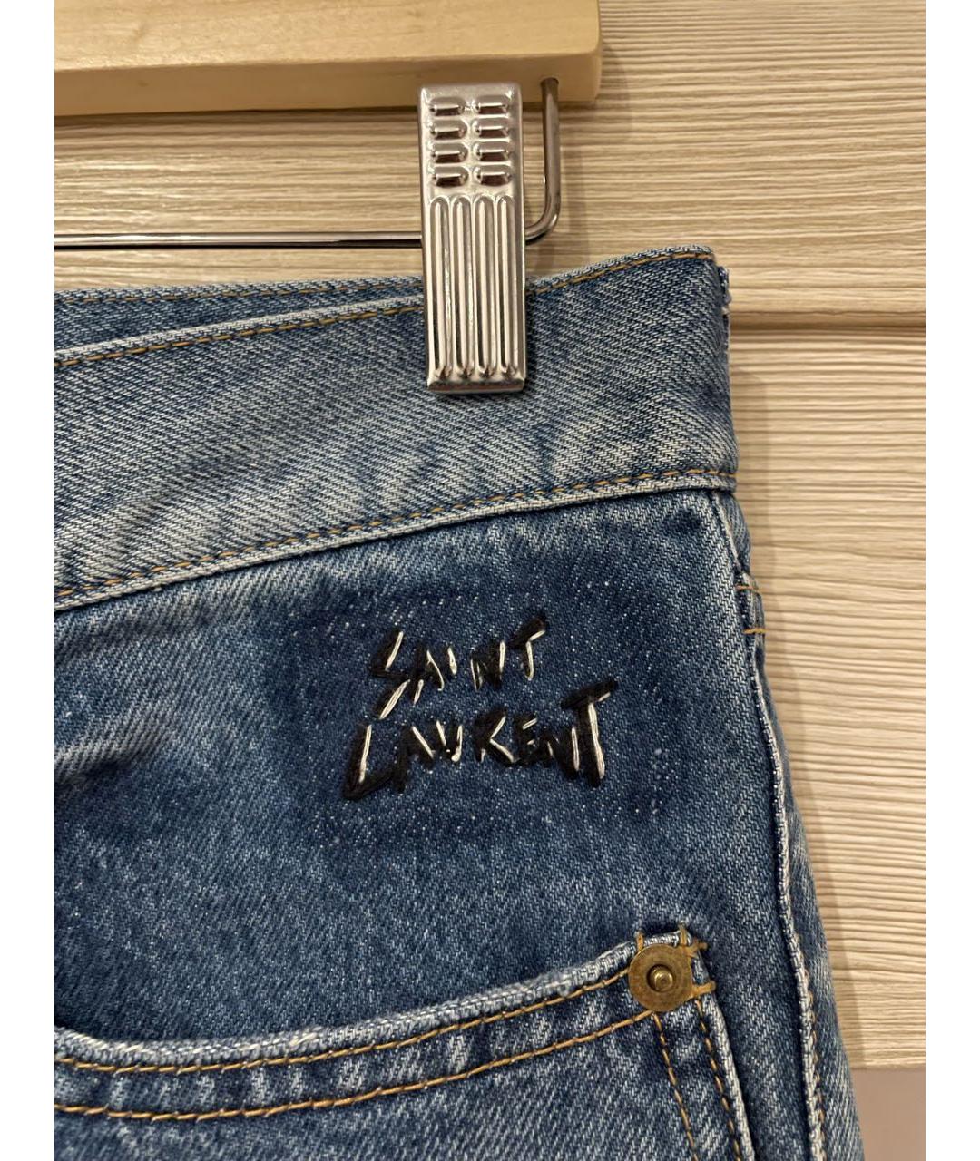 SAINT LAURENT Синие хлопковые джинсы скинни, фото 5