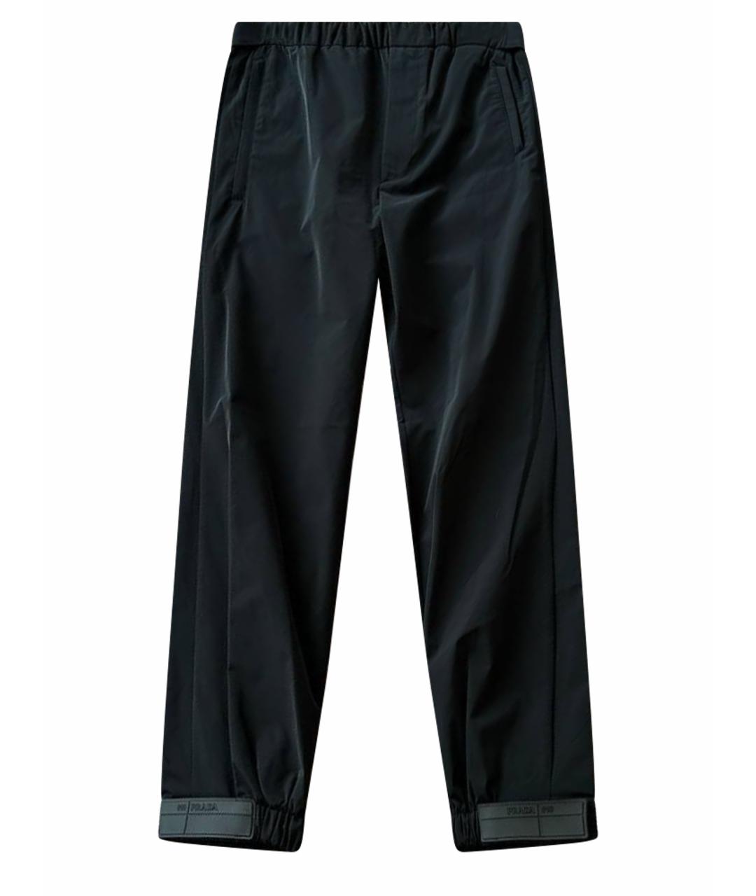 PRADA Черные полиэстеровые повседневные брюки, фото 1