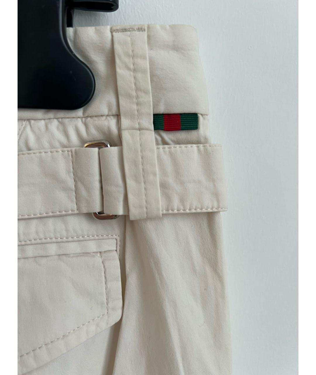 GUCCI Бежевые хлопко-эластановые повседневные брюки, фото 3