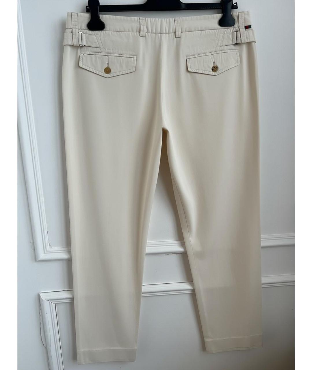 GUCCI Бежевые хлопко-эластановые повседневные брюки, фото 2