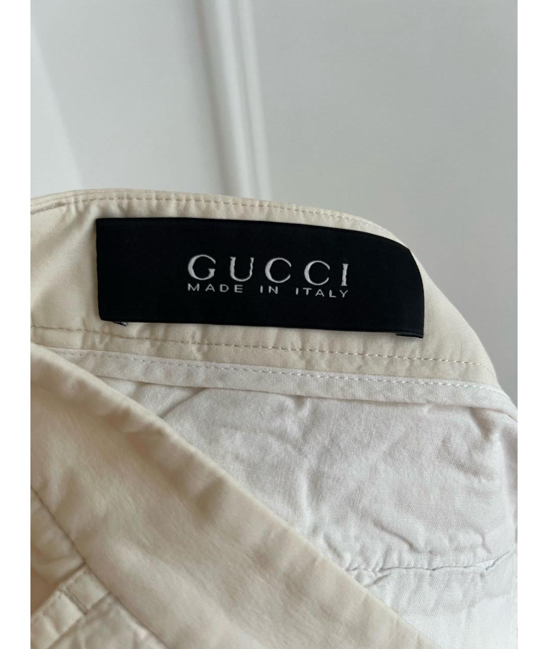 GUCCI Бежевые хлопко-эластановые повседневные брюки, фото 4