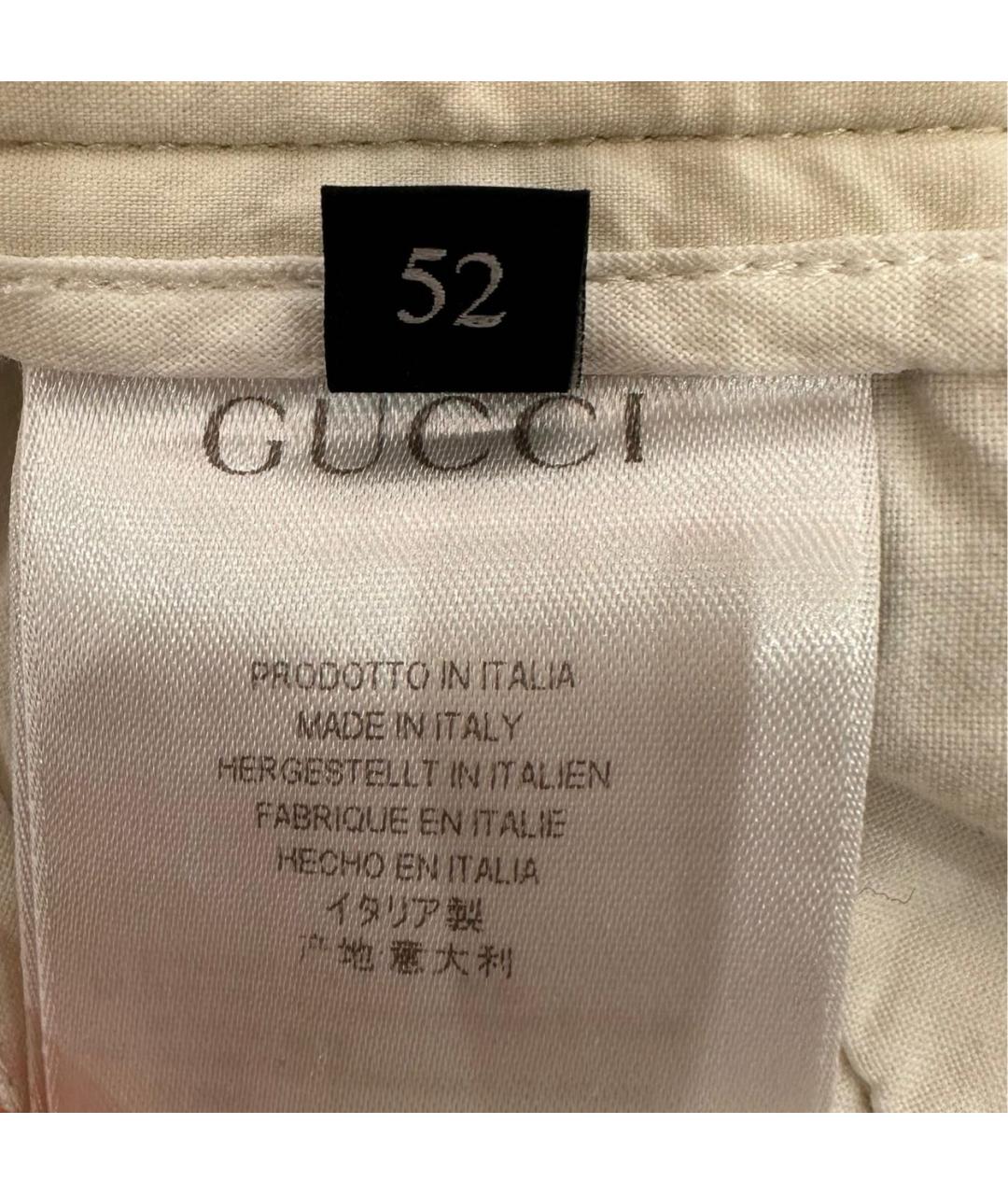 GUCCI Бежевые хлопко-эластановые повседневные брюки, фото 6