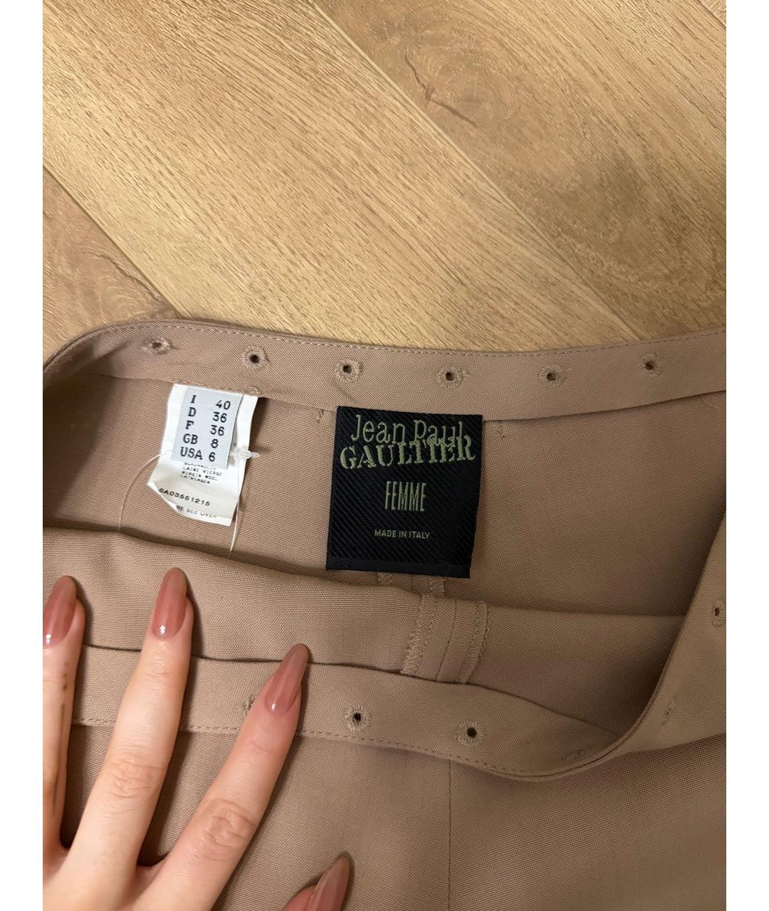 JEAN PAUL GAULTIER Бежевые шерстяные брюки широкие, фото 2
