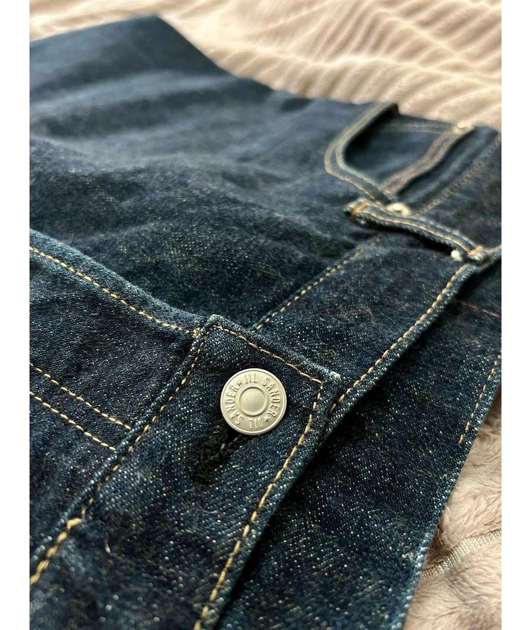 JIL SANDER Темно-синие хлопковые прямые джинсы, фото 4