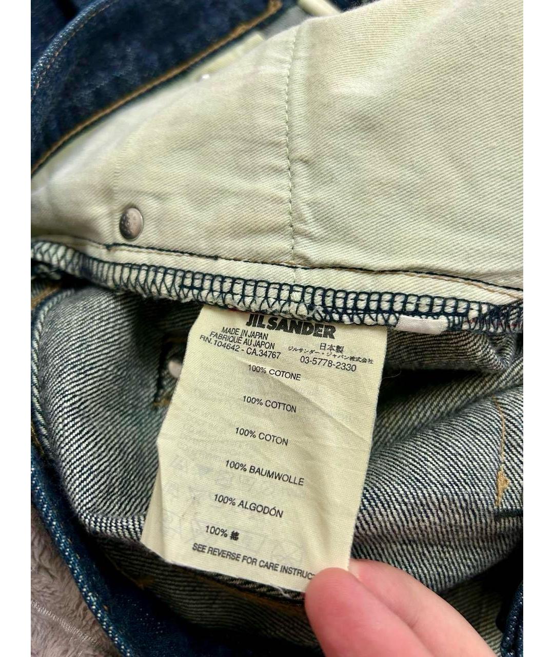 JIL SANDER Темно-синие хлопковые прямые джинсы, фото 5