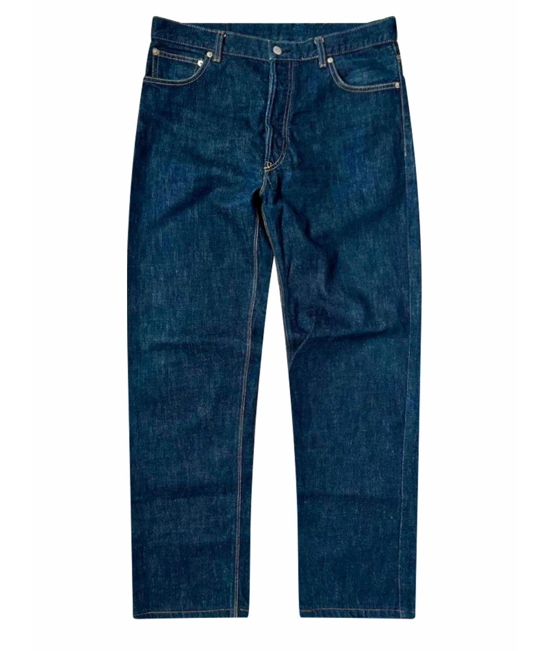 JIL SANDER Темно-синие хлопковые прямые джинсы, фото 1