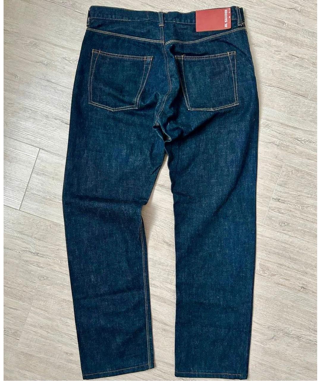 JIL SANDER Темно-синие хлопковые прямые джинсы, фото 2