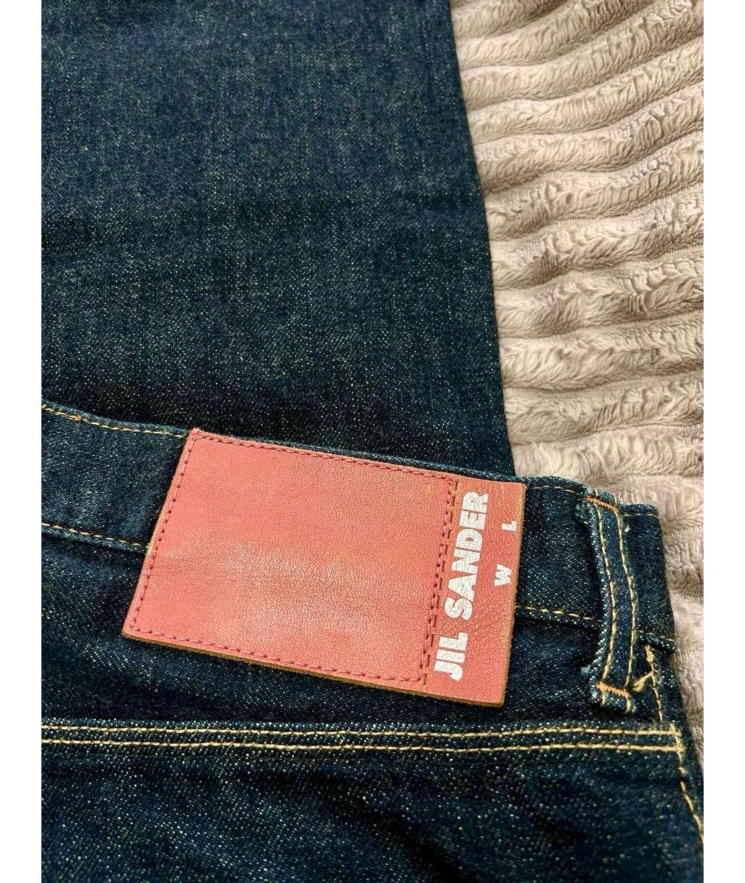 JIL SANDER Темно-синие хлопковые прямые джинсы, фото 3