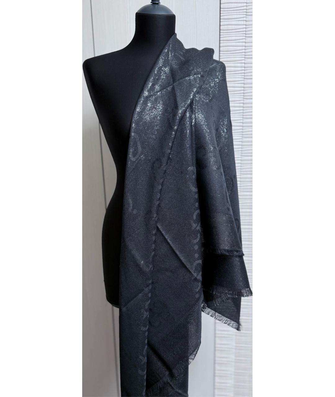 GUCCI Черный шерстяной платок, фото 7