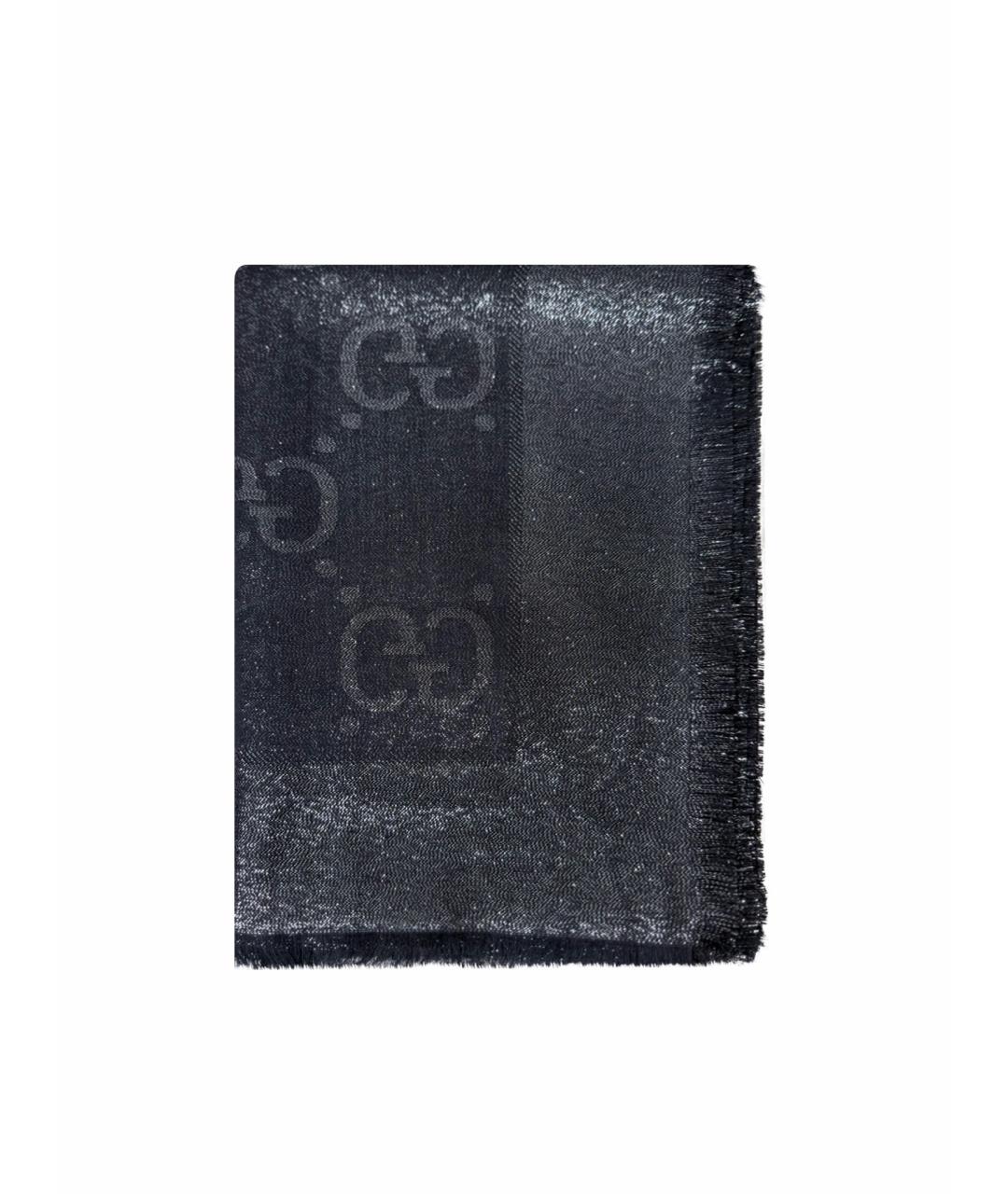 GUCCI Черный шерстяной платок, фото 1