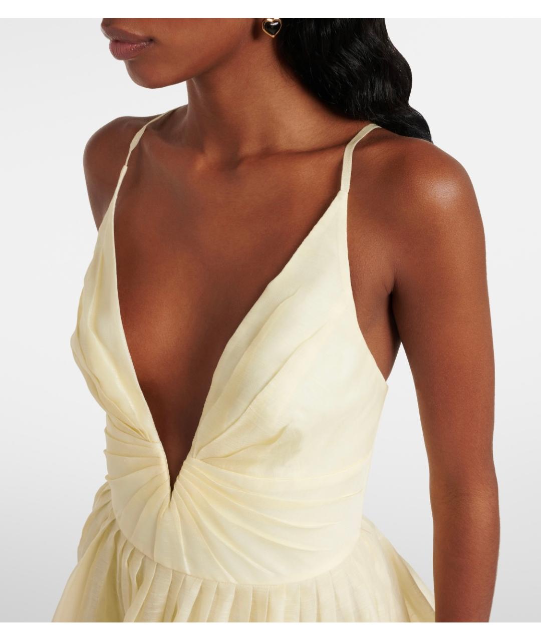 ZIMMERMANN Желтое льняное коктейльное платье, фото 9