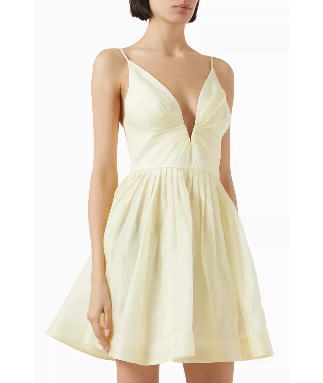 ZIMMERMANN Желтое льняное коктейльное платье, фото 2