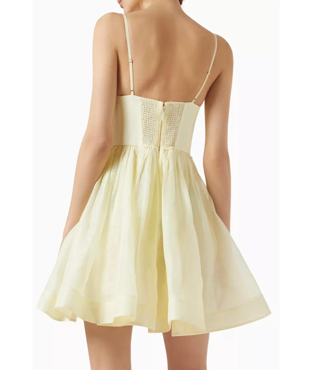 ZIMMERMANN Желтое льняное коктейльное платье, фото 3