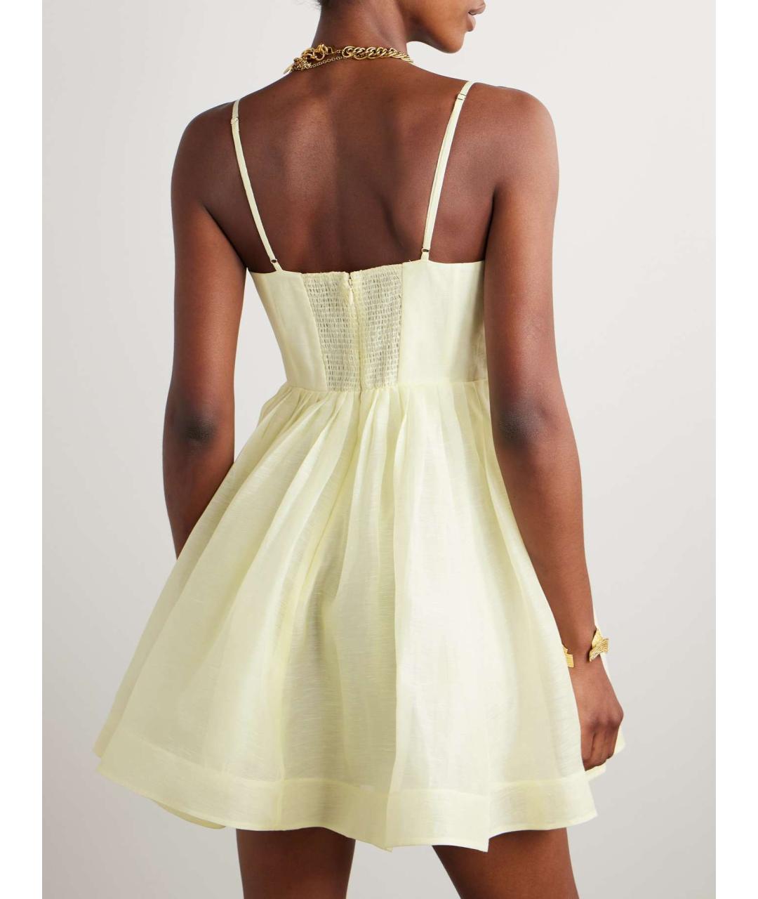 ZIMMERMANN Желтое льняное коктейльное платье, фото 6