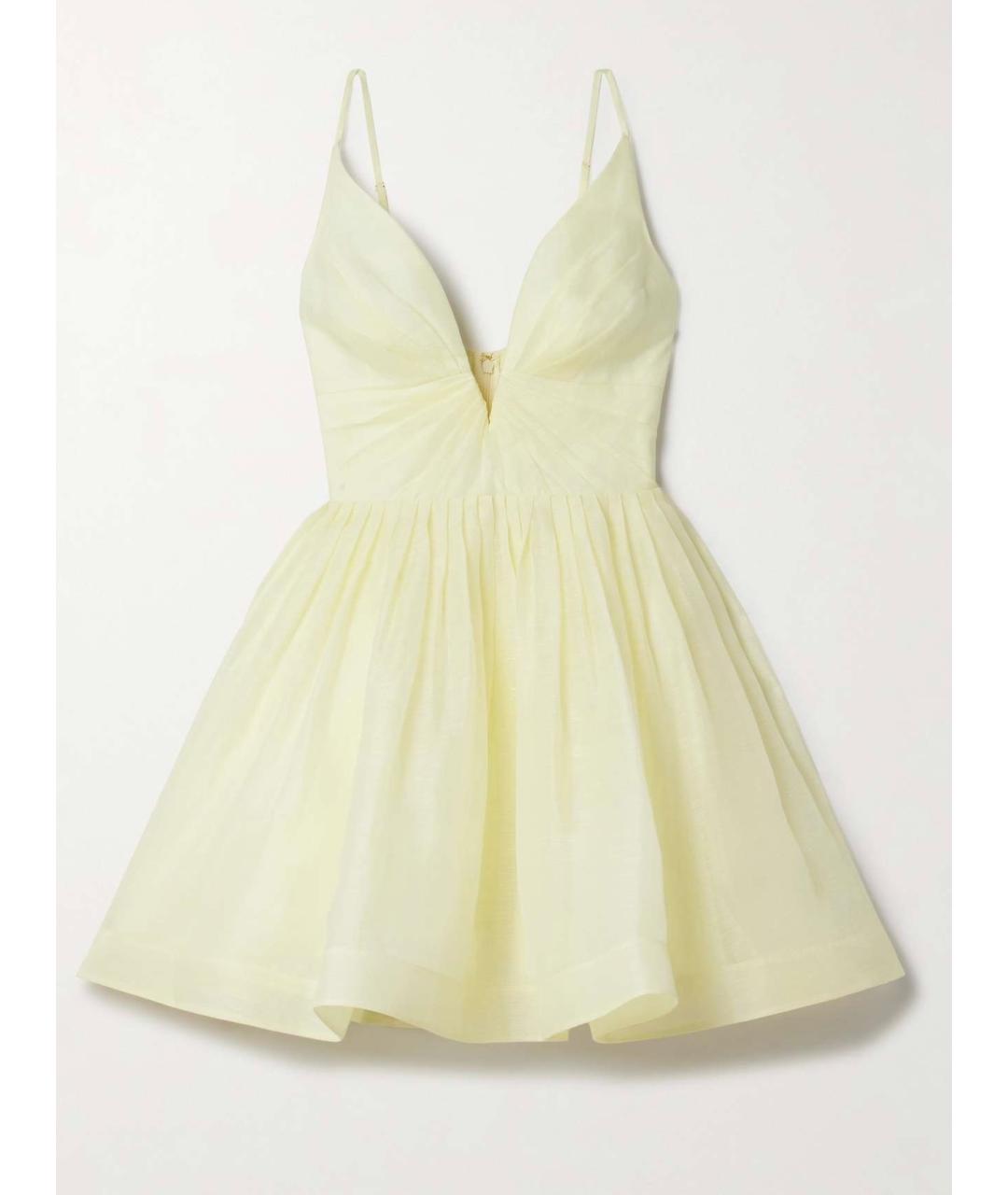 ZIMMERMANN Желтое льняное коктейльное платье, фото 10
