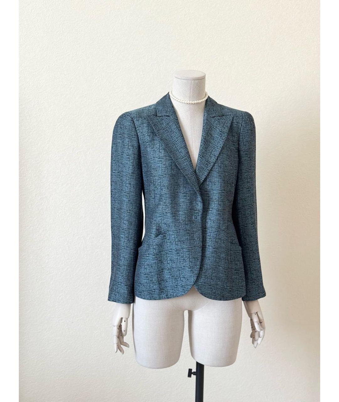 EMPORIO ARMANI Голубой вискозный жакет/пиджак, фото 3