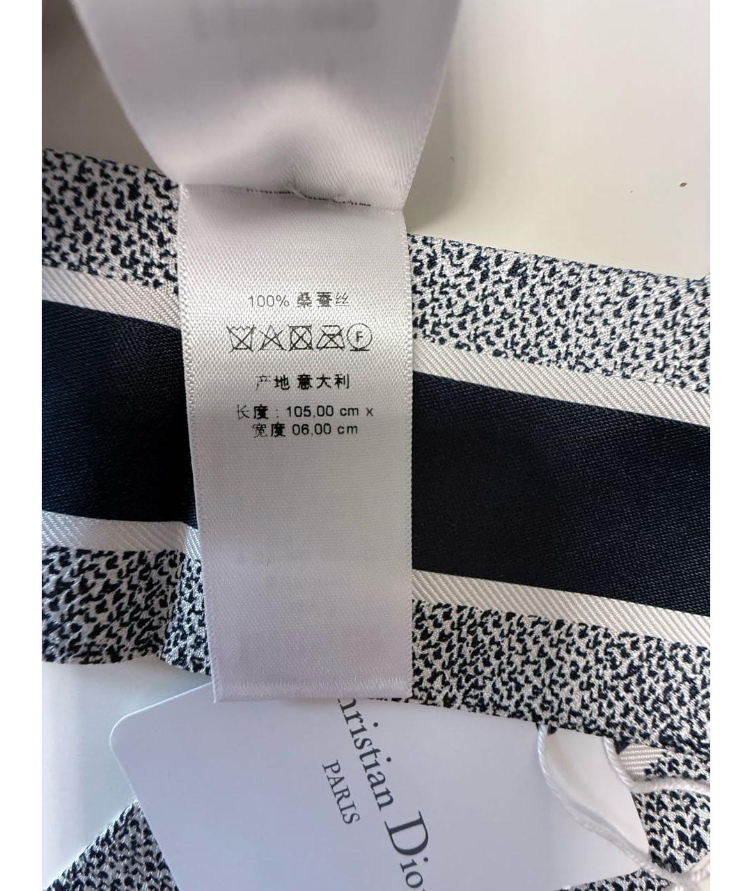 CHRISTIAN DIOR Темно-синий шелковый шарф, фото 8