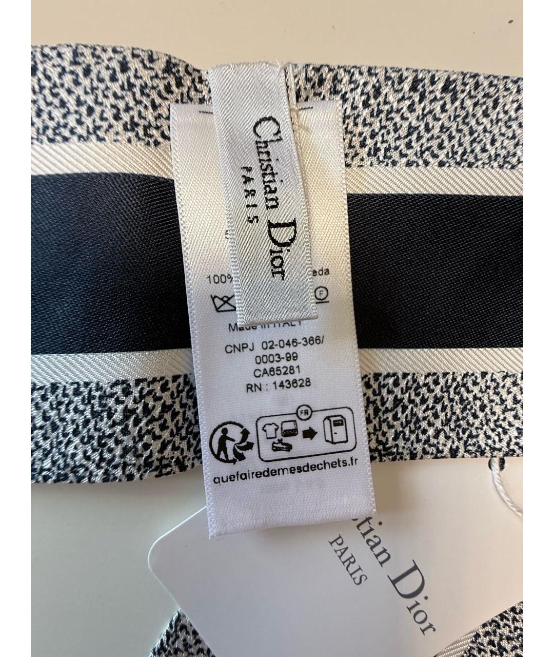 CHRISTIAN DIOR Темно-синий шелковый шарф, фото 6