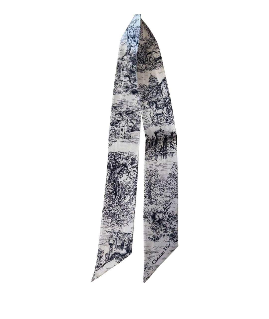 CHRISTIAN DIOR Темно-синий шелковый шарф, фото 1