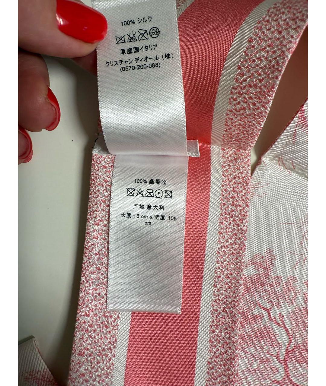 CHRISTIAN DIOR Розовый шелковый шарф, фото 5
