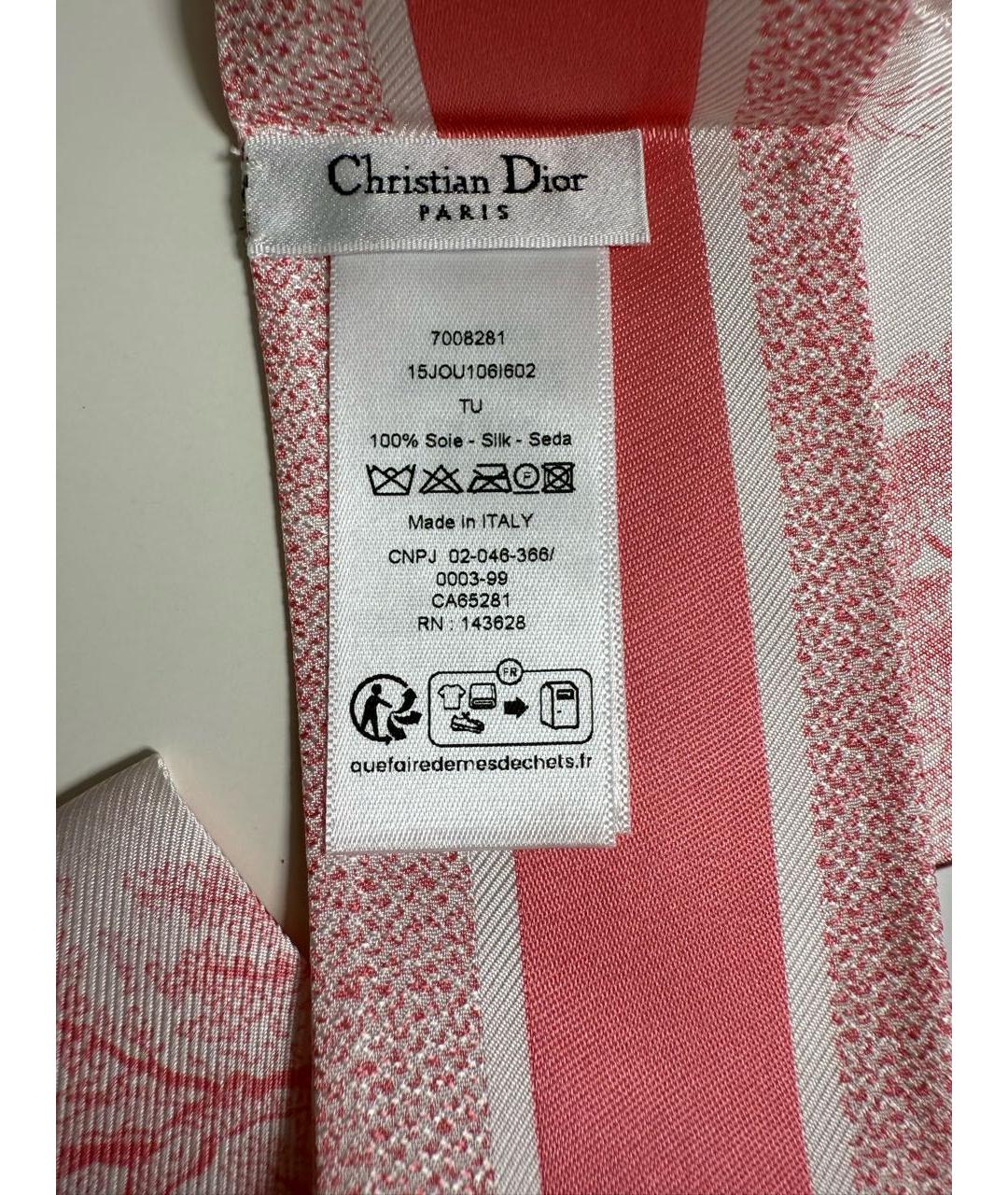CHRISTIAN DIOR Розовый шелковый шарф, фото 4