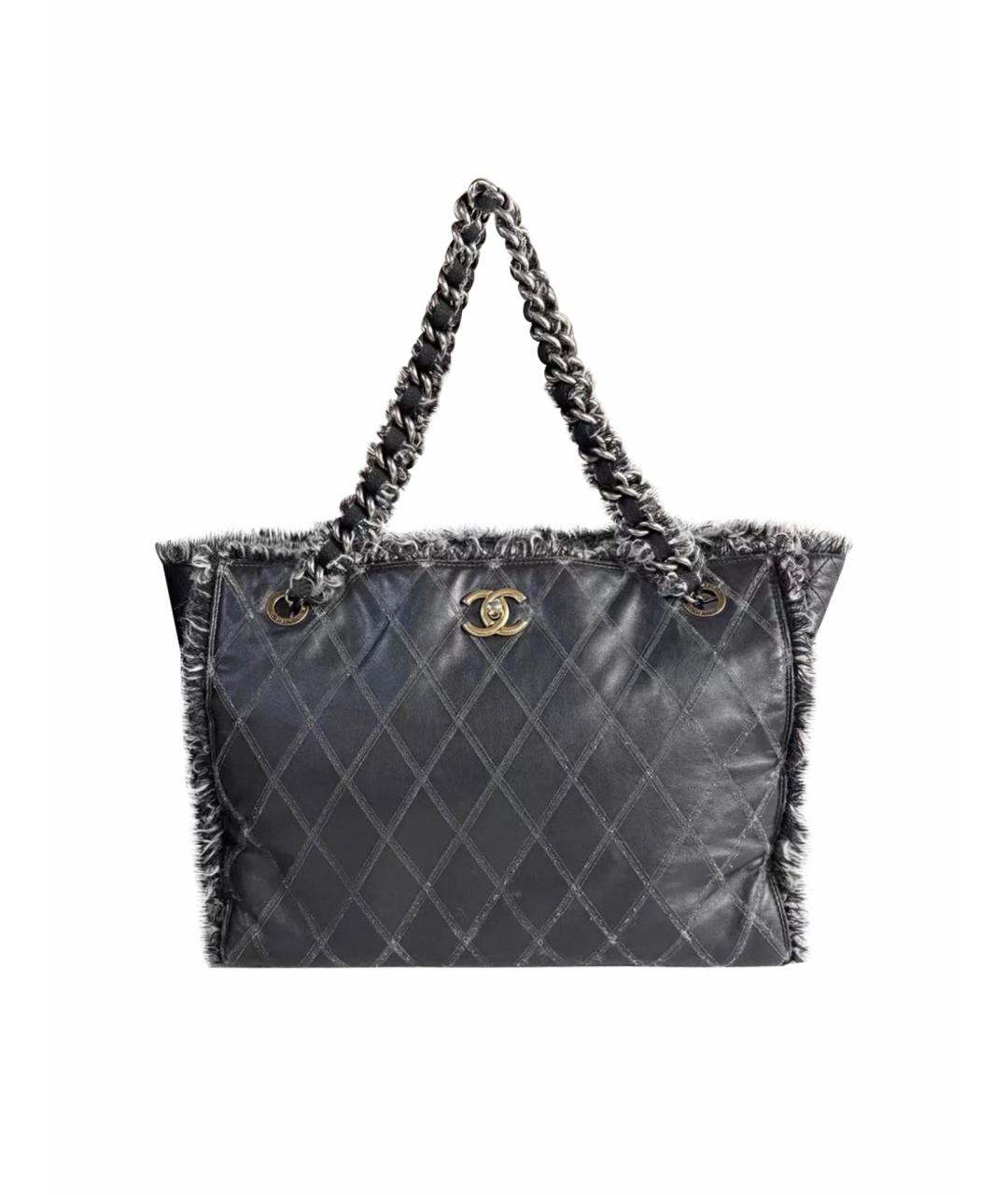 CHANEL Черная кожаная сумка тоут, фото 1