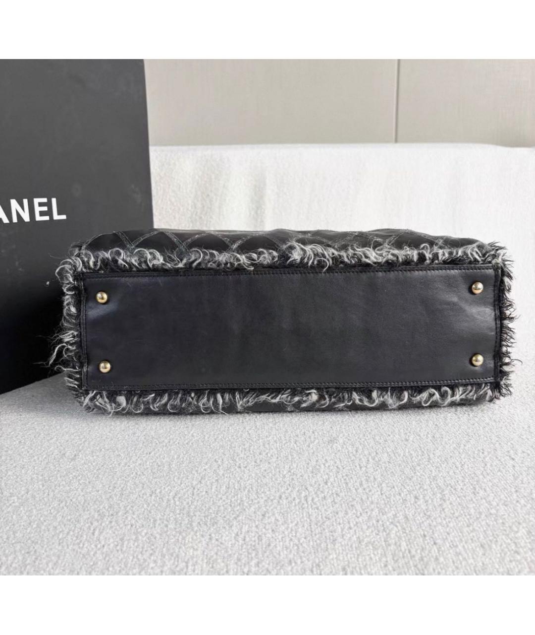 CHANEL Черная кожаная сумка тоут, фото 5