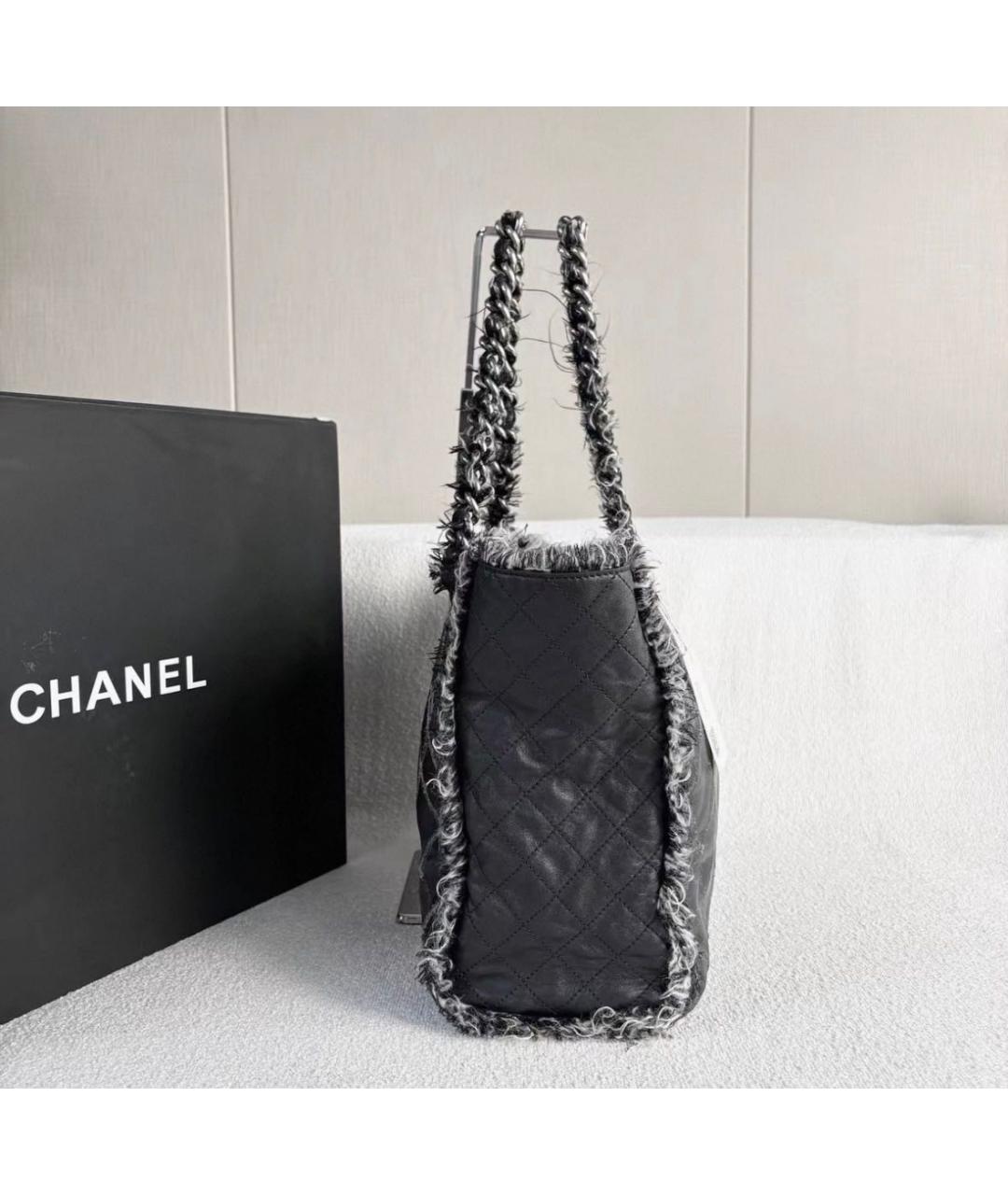 CHANEL Черная кожаная сумка тоут, фото 3